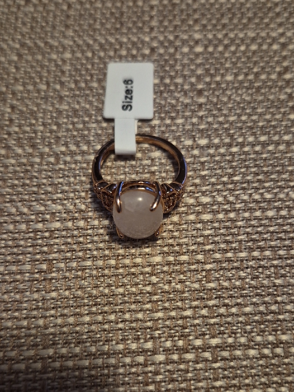 Park Lane Rose Gold Ring with White Oval Cabochon